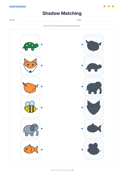 Preview of a shadow matching worksheet